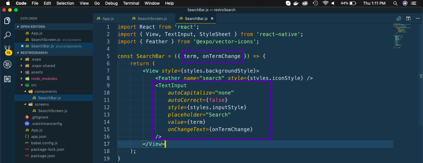 SearchBar Changes