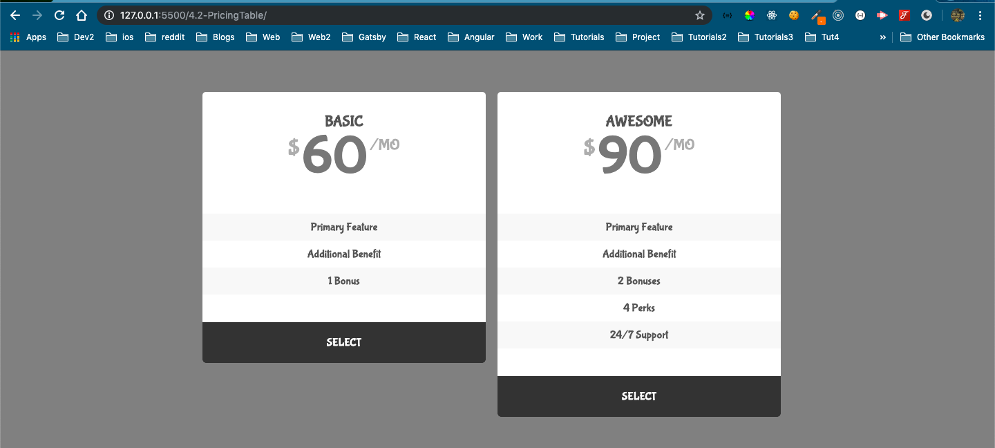 Pricing Table