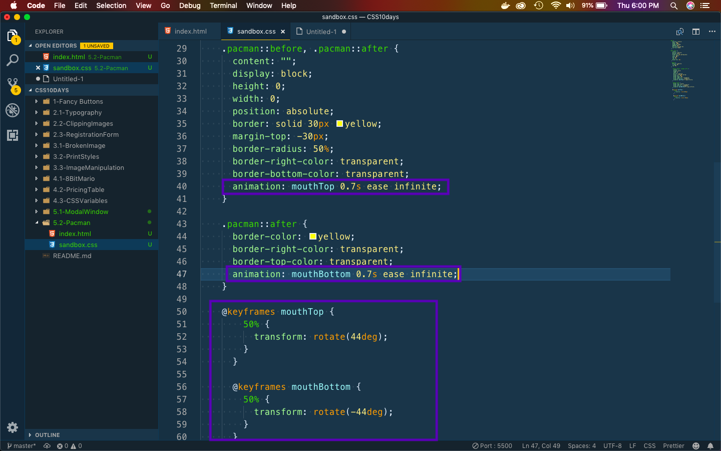 Animation code