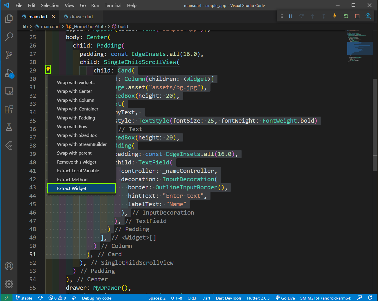 Extract Widget