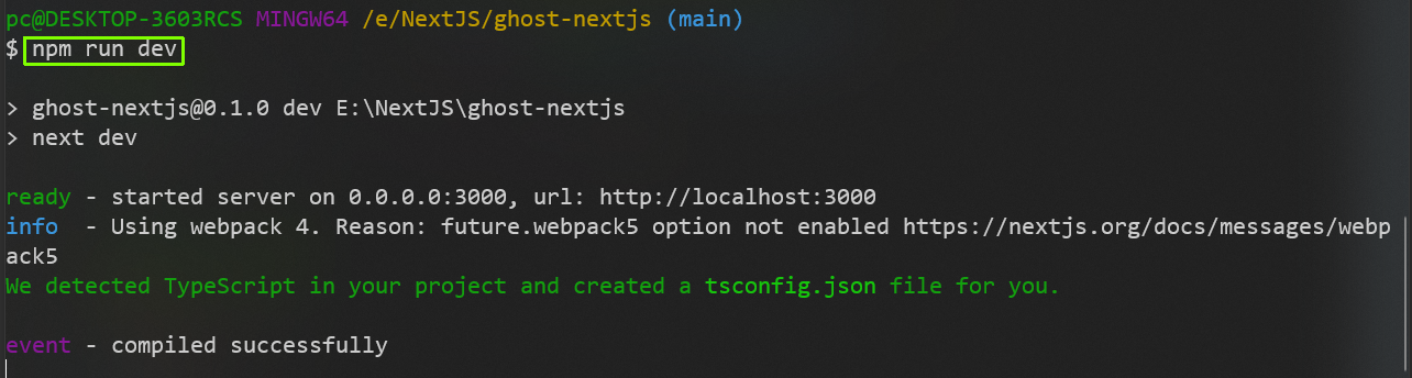 npm run dev