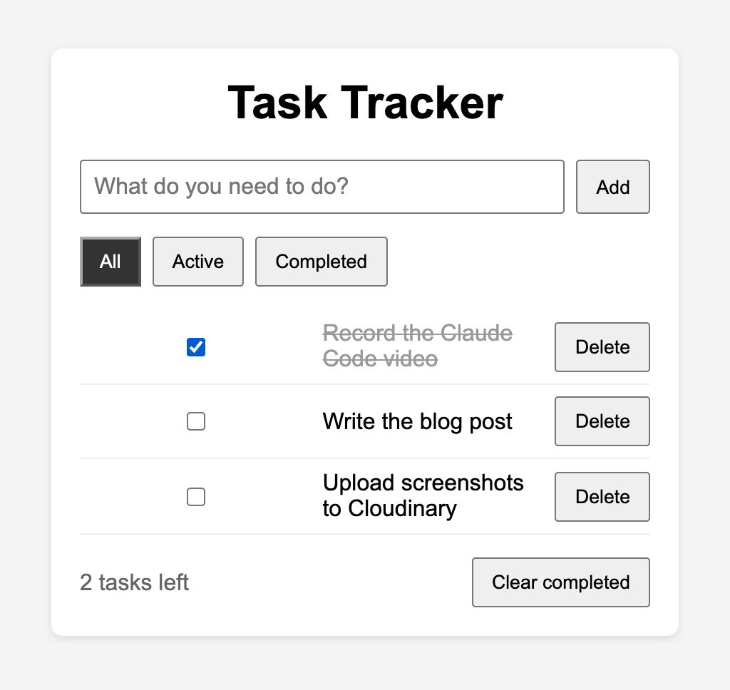The app with a Clear completed button next to the tasks-left count