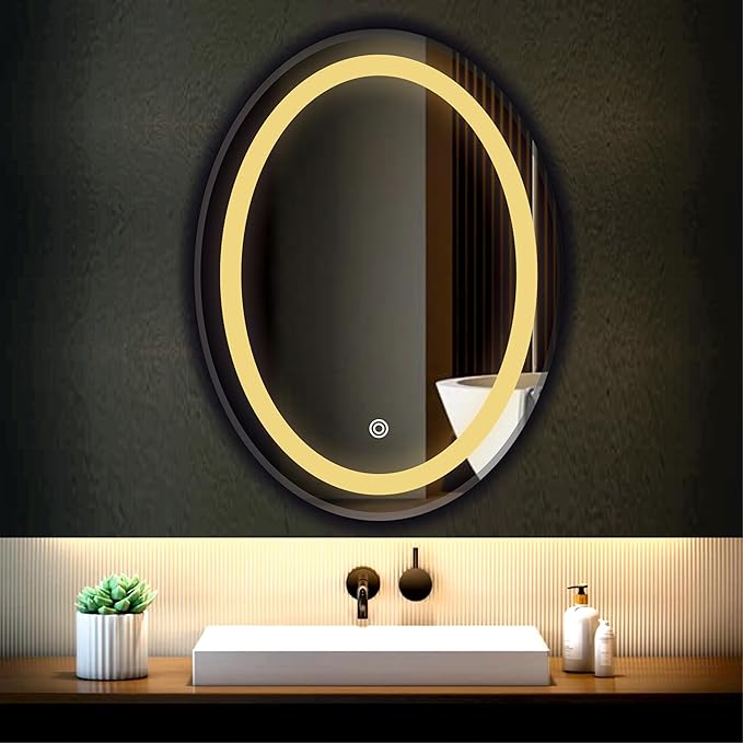 LED Bathroom Wall Mirror with Decorative 3 Light Design | Warm | Natural | Cool White | Touch Sensor | for Wash Basin | Bedroom |