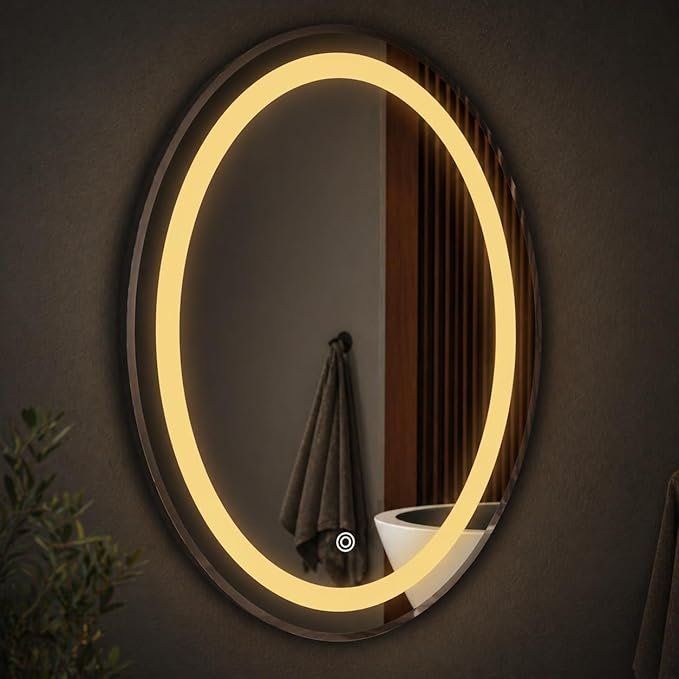 LED Bathroom Wall Mirror with Decorative 3 Light Design | Warm | Natural | Cool White | Touch Sensor | for Wash Basin | Bedroom |