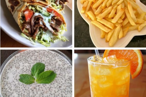 Bon famille parents + 2 enfants (2chawarma+2 tasses de Dèguè + pommes frites + 2 verres de cocktail