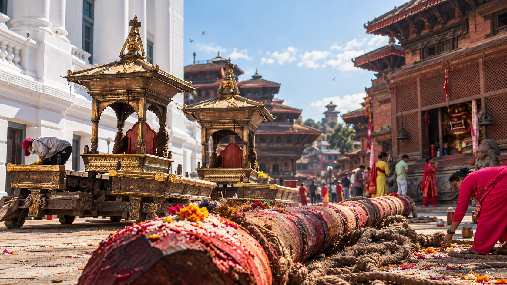 Indra Jatra Preparations in Basantapur, Kathmandu