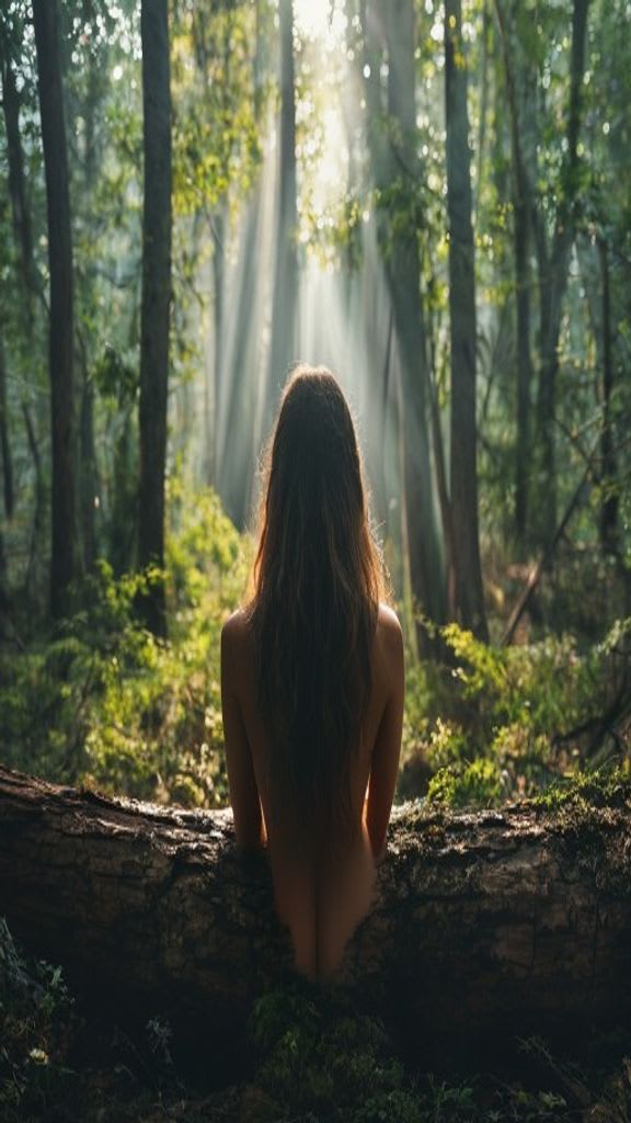 Behind light derriere,  forest log, p...
