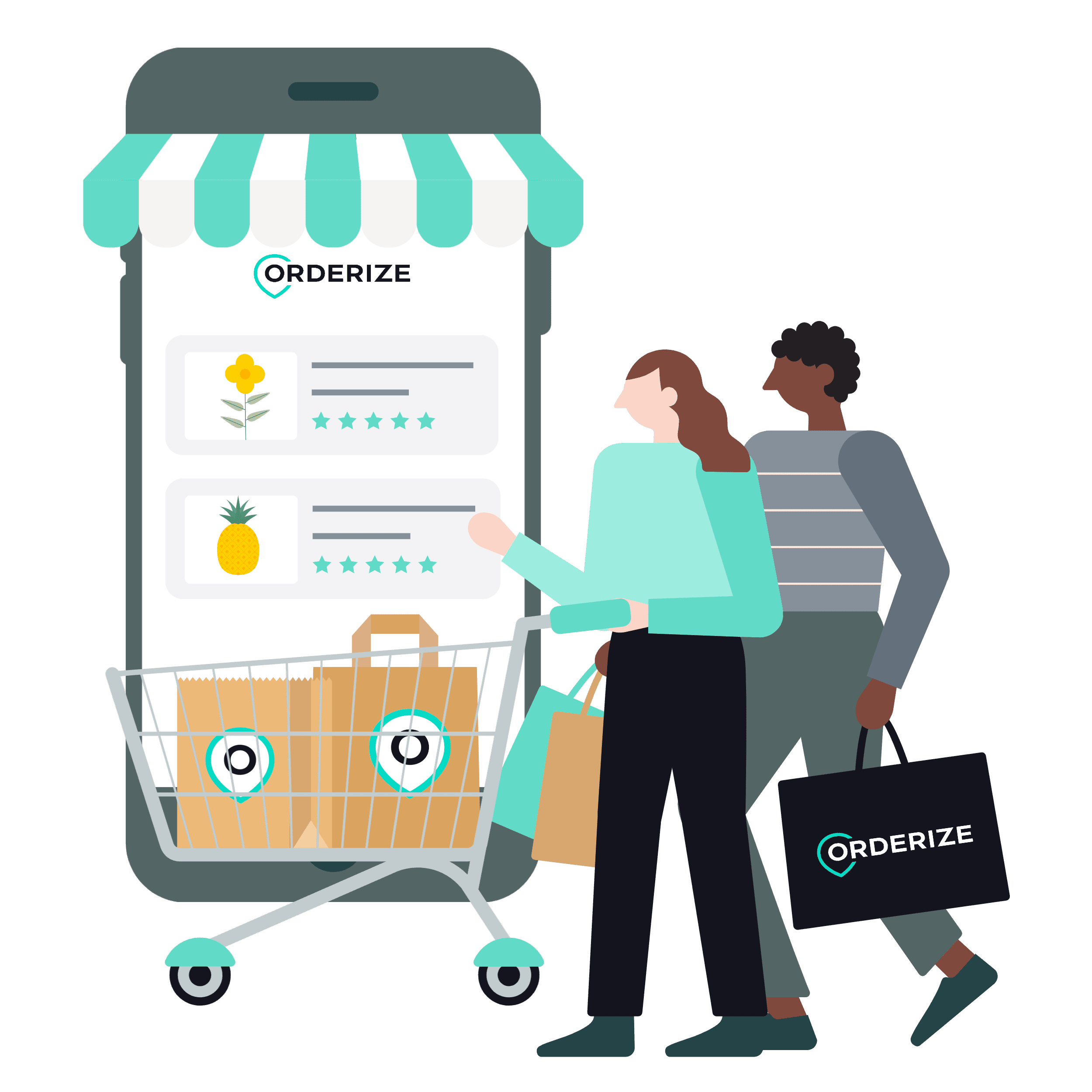 Phygital shopping illustration