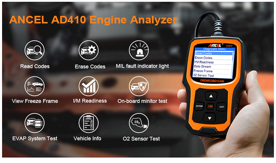 ANCEL AD410 OBD2 Scanner Code Reader Auto Car Diagnostic Scan Tool Check  Engine Light Fault