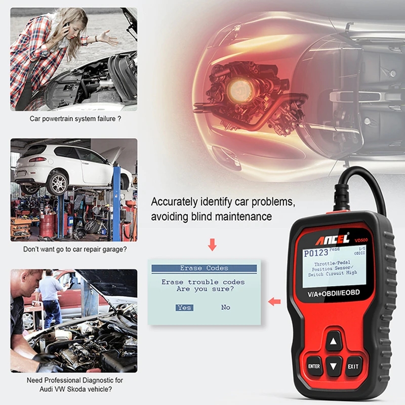 Scanner Ancel VD500 OBD2 pour outil de Diagnostic de voiture VAG