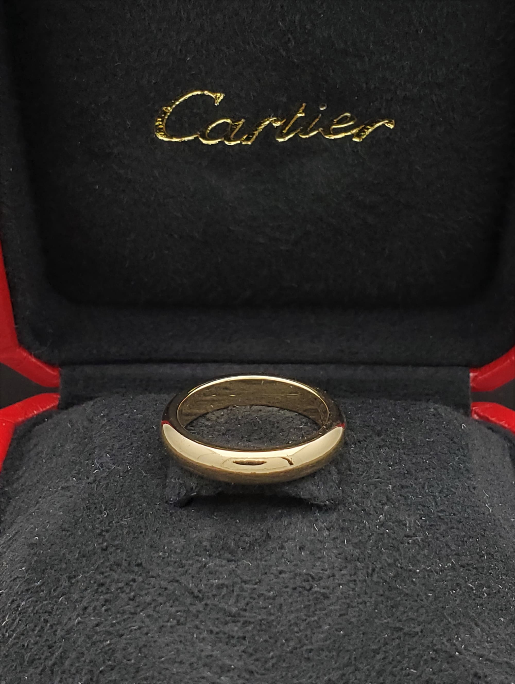 Cartier 18K Yellow Gold 4mm Wide Wedding Band Ring US Size 5.75 Euro Size 51