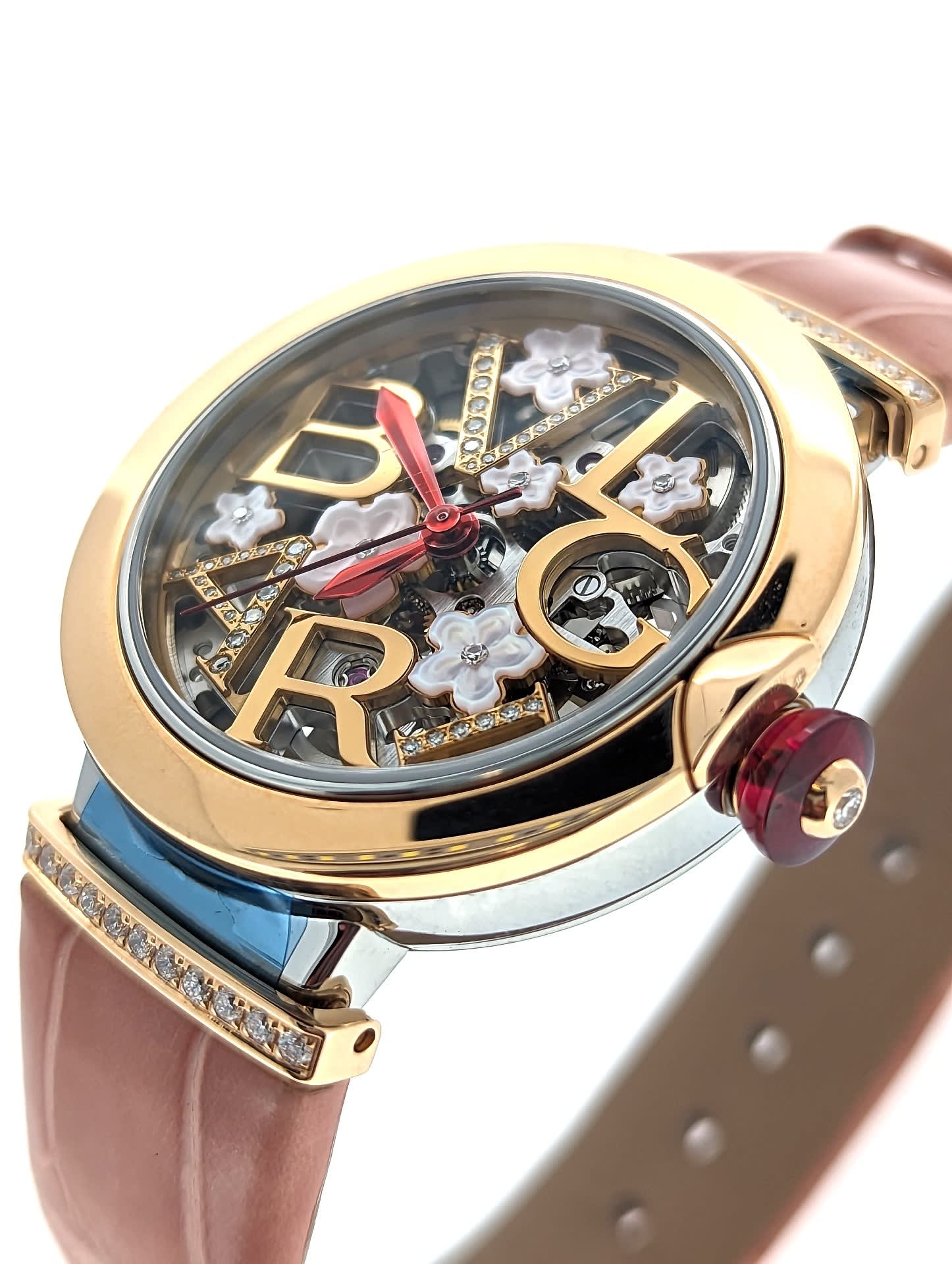 BVLGARI Lucea Skeleton 18K Rose Gold Automatic Ladies Watch 103517