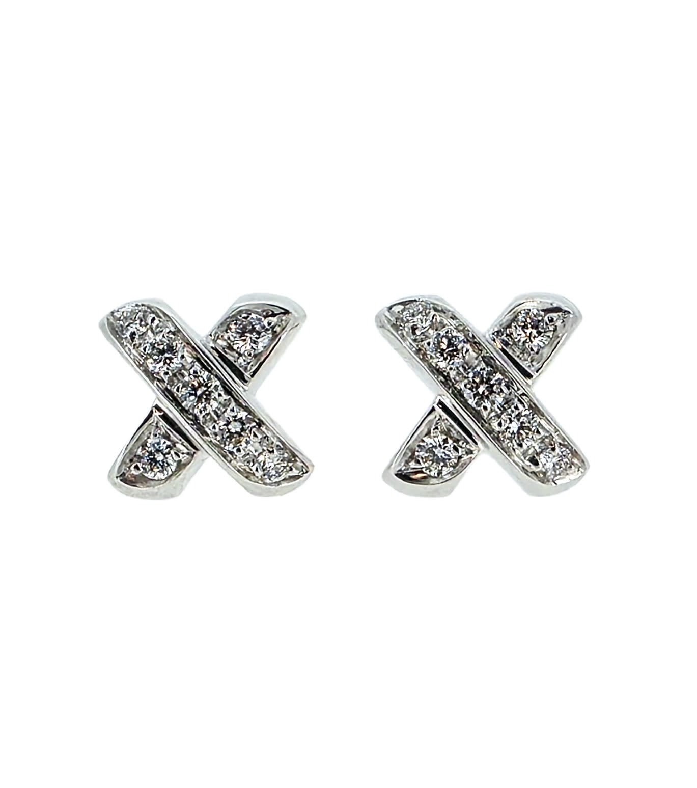 Tiffany & Co 18k Diamond Paloma Picasso Mini Signature X Stud Earrings