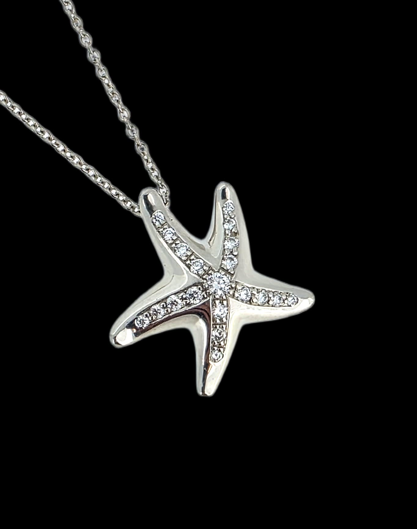 Tiffany & Co Elsa Peretti Platinum & Diamond Starfish Pendant