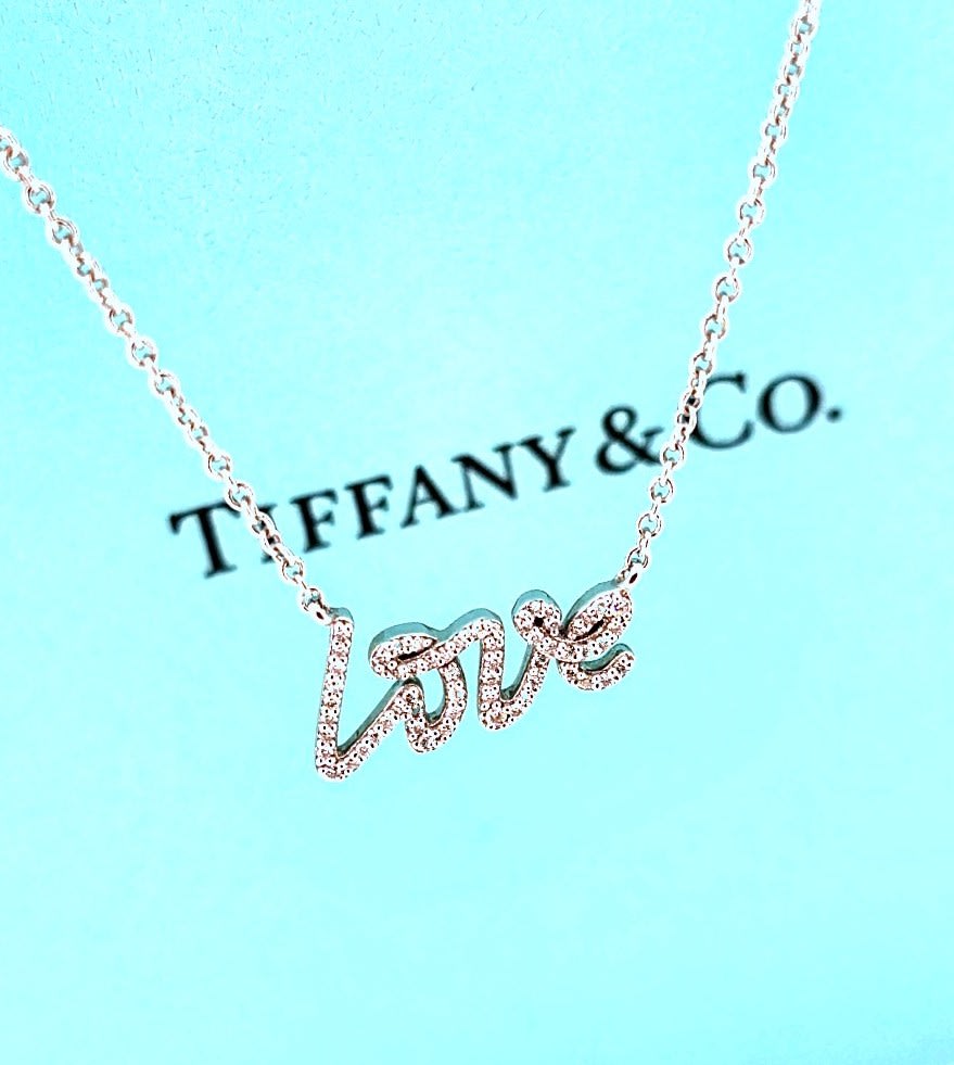 Tiffany & Co. 18K Diamond Graffiti Love Pendant Necklace