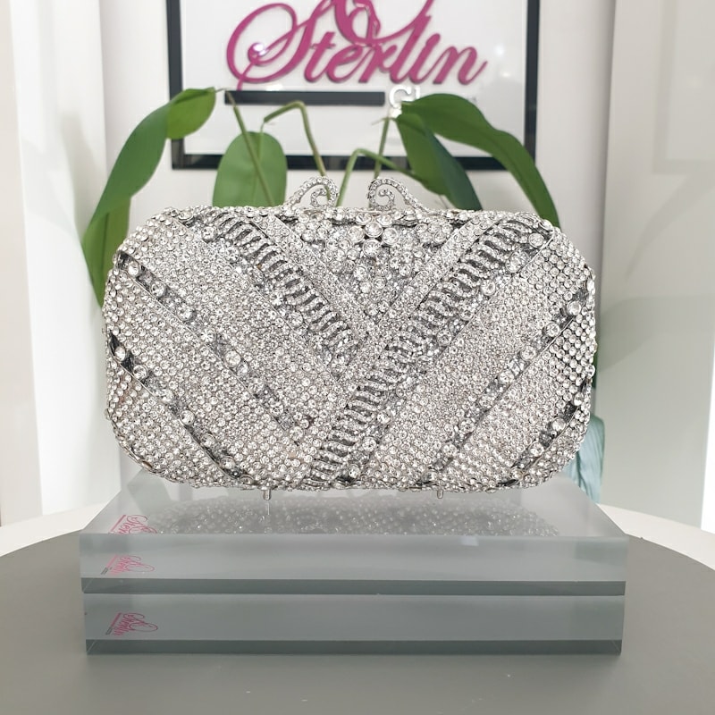 Silver Crystal Clutch