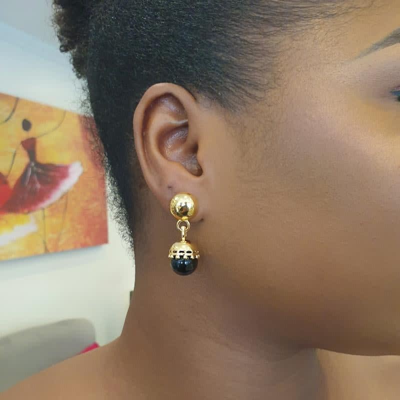 Gold Black Earrings