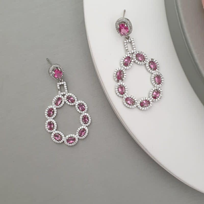 Purple Round Pearl Earrings