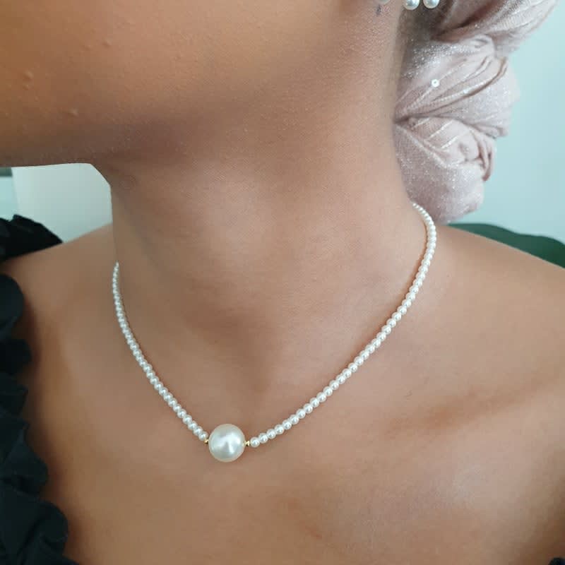 Cream Ball Necklace