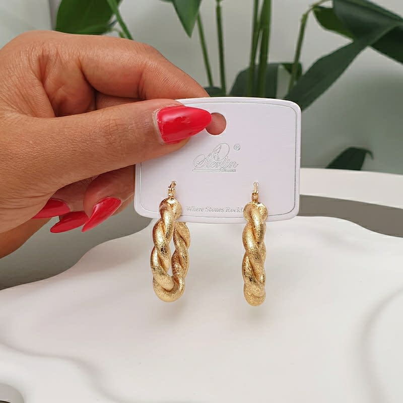 Gold Twist Loop Earring