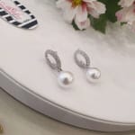 Pearl Dangle Loop Earrings view 4