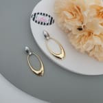 Oval Gold Drop Earrings view 1
