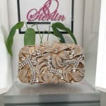 Gold Petal Crystal Clutch view 1