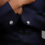 Silver Flower Stoned Cufflinks view 2