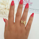 Gold Bow Ring view 1