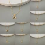 Gold Stoned Alphabet Necklace view 1