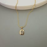Gold Stoned Alphabet Necklace view 10