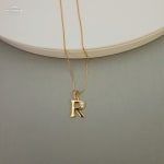 Gold Stoned Alphabet Necklace view 19