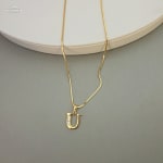 Gold Stoned Alphabet Necklace view 18