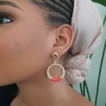 Coral Hoops Earring view 2