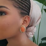Round Coral Gold Earring view 1