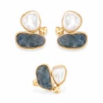 2Piece Grey Gold Earring & Ring Set view 3
