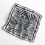 100% SILK ivory and Zebra Print Scarf view 2