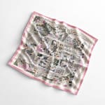 100% SILK Pink and ivory Artistic Cityscape Scarf view 2