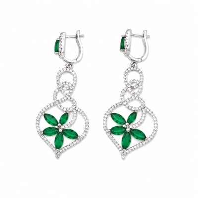 Green Flowery Earrings