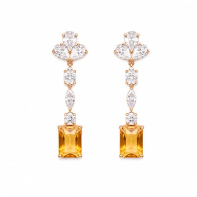 Cube Drop Flora Earrings