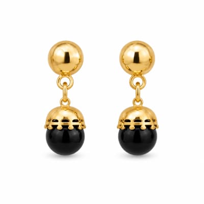 Gold Black Earrings