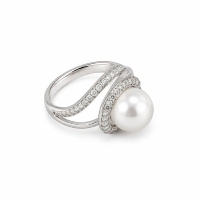 Silver Pearl Swirl Ring