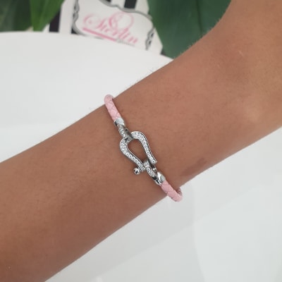 Anchor Link Leather Bangle