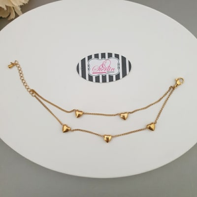 Gold Hearts Double Layer Bracelet