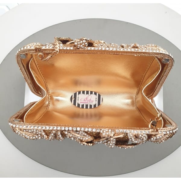 Gold Petal Crystal Clutch