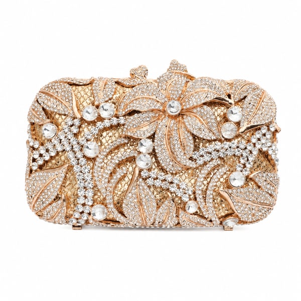 Gold Petal Crystal Clutch