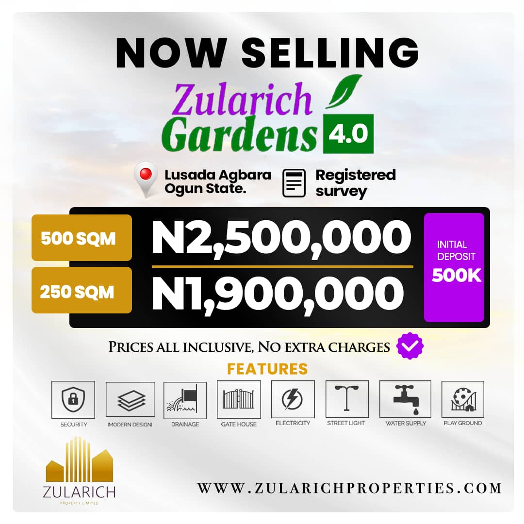 Land For Sale In Zularich Garden 4, Lusada Agbara, Ogun State