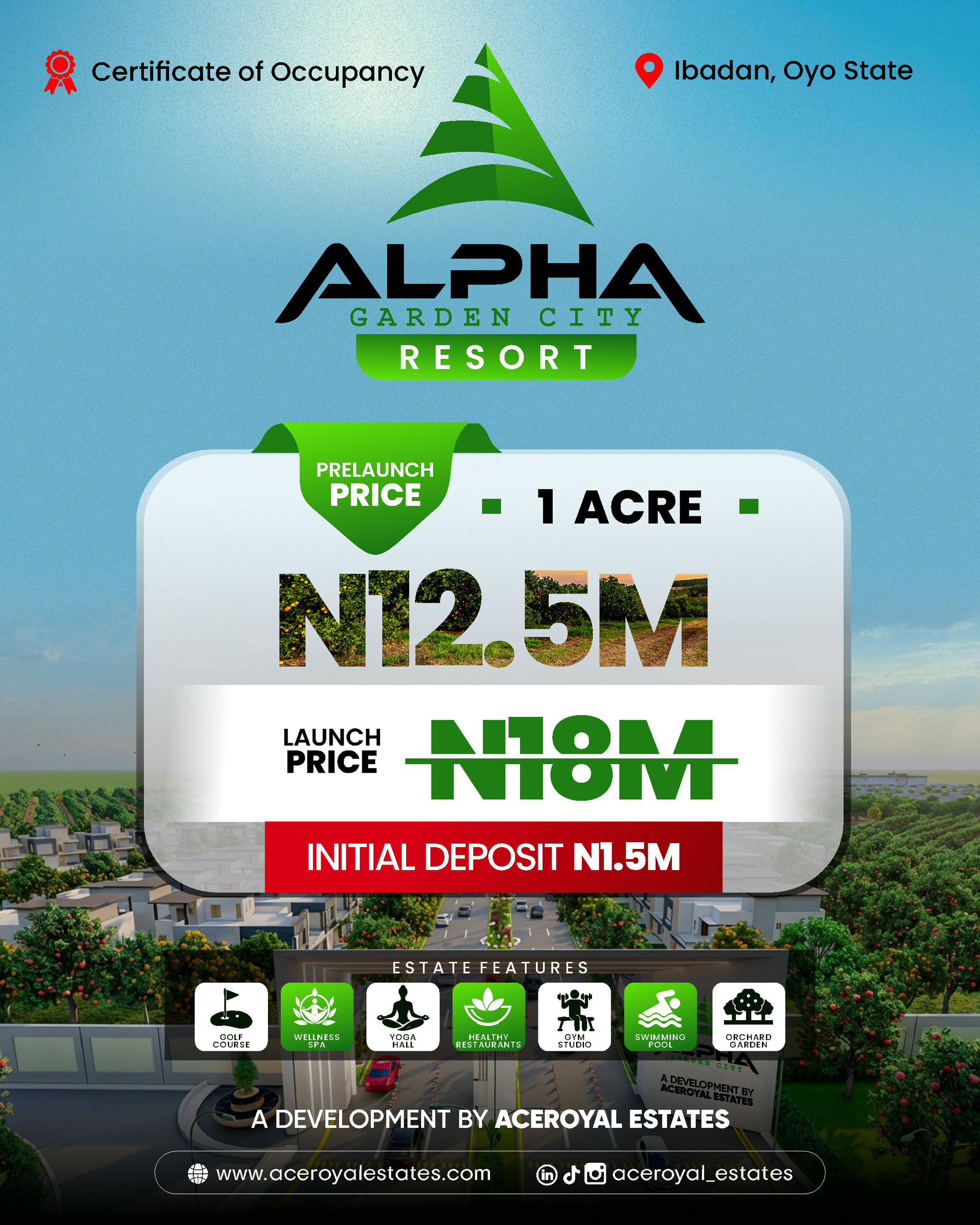 Alpha Garden City Resort – Plots For Sale in Olomi Olunde, Academy Road, Ibadan, Oyo State