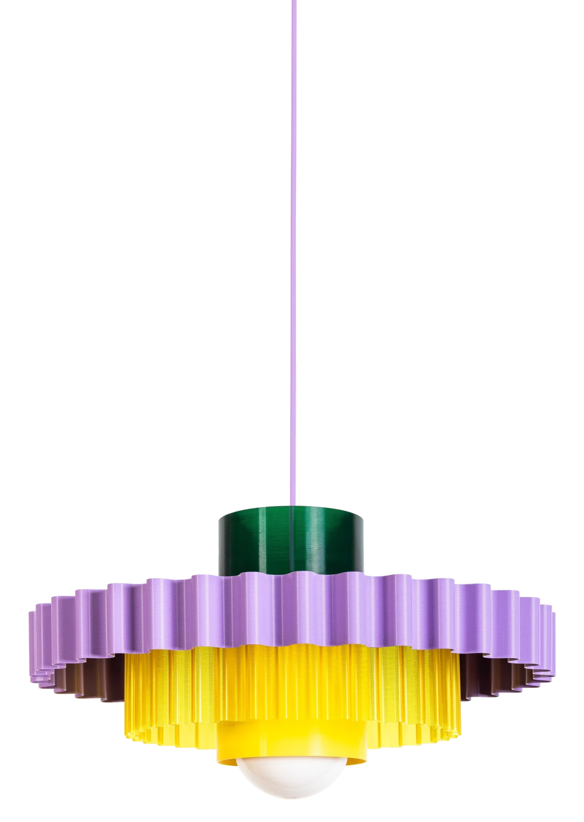 Lampa Bunta z druku 3D - ekologiczna lampa wisząca PLA, styl Memphis, KLAVO