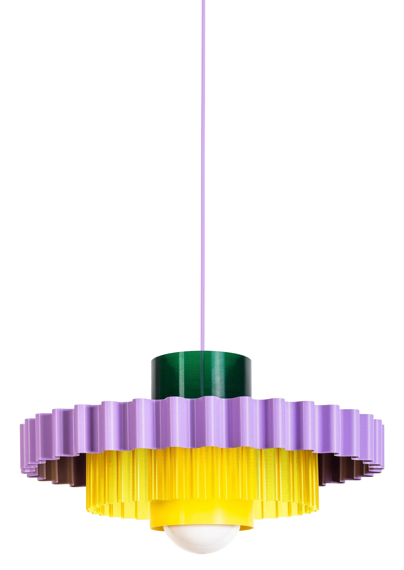 Bunta pendant lamp 3D-printed from eco-friendly PLA, Memphis style, KLAVO